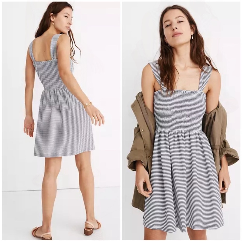 Madewell Texture & Thread 90s Style Smocked Stripe Dress XS
